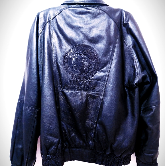 Vintage VERSACE Shearling-Lined Leather Jacket - Picture 1 of 7